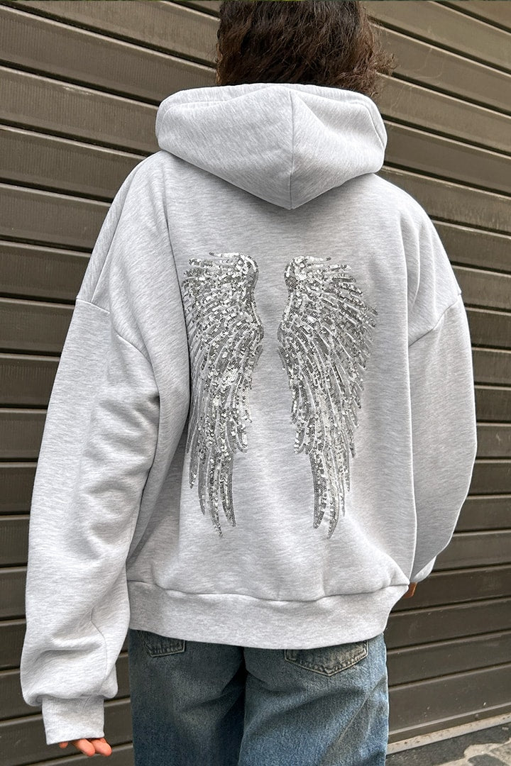 Unisex Wings Sequin Hoodie