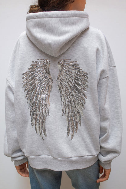 Unisex Wings Sequin Hoodie